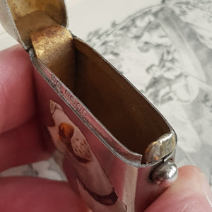 Rare Sterling Silver Hand Painted Enamel Jack Russell Dog Fob Vesta Match Case Birmingham Circa 1887