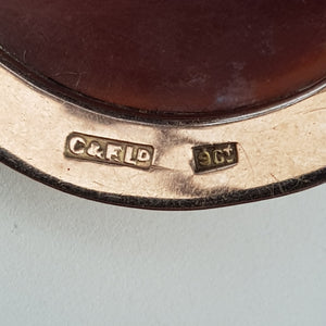 9k Rose Gold Mounted Carved Shell Camo Brooch As Dionysus Antique Edwardian c1910