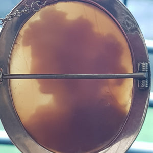 9k Rose Gold Mounted Carved Shell Camo Brooch As Dionysus Antique Edwardian c1910