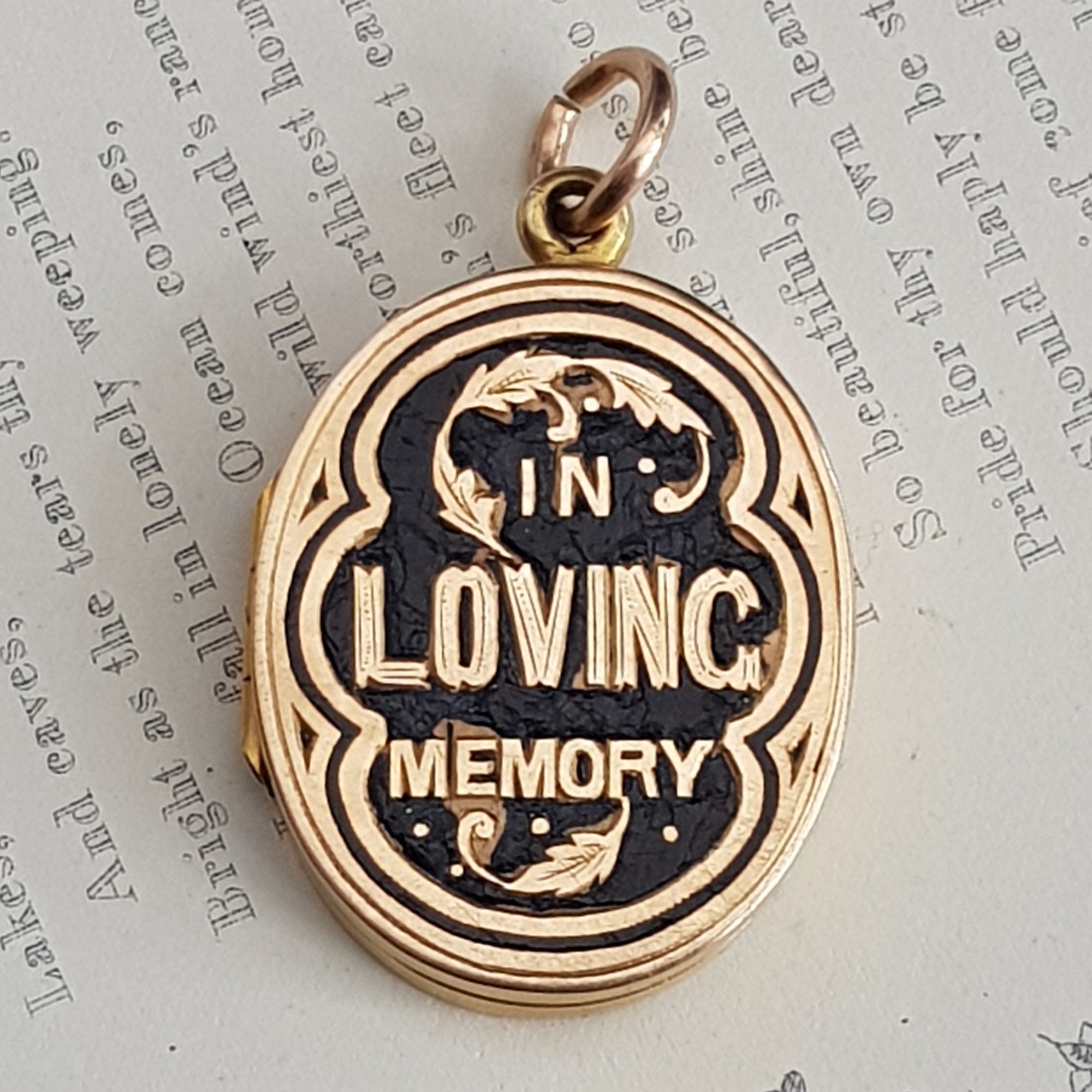 15k Gold Enamel In Loving Memory Memento Mori Locket Antique Victorian Birmingham Circa 1892