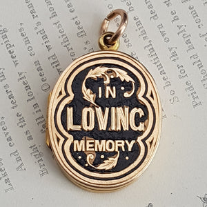 15k Gold Enamel In Loving Memory Memento Mori Locket Antique Victorian Birmingham Circa 1892