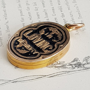 15k Gold Enamel In Loving Memory Memento Mori Locket Antique Victorian Birmingham Circa 1892
