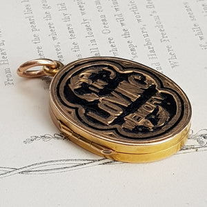 15k Gold Enamel In Loving Memory Memento Mori Locket Antique Victorian Birmingham Circa 1892