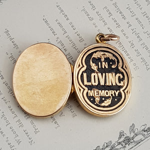 15k Gold Enamel In Loving Memory Memento Mori Locket Antique Victorian Birmingham Circa 1892