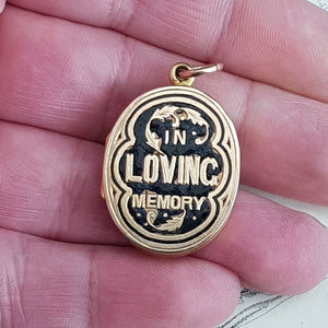 15k Gold Enamel In Loving Memory Memento Mori Locket Antique Victorian Birmingham Circa 1892