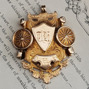 Rare 9k Gold Cycling Club Medal Hounslow Wheelers Antique Edwardian London circa 1905