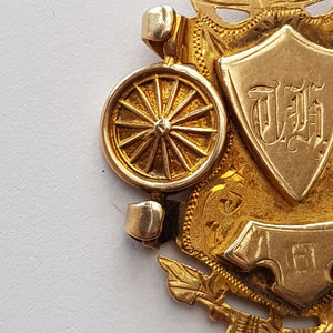 Rare 9k Gold Cycling Club Medal Hounslow Wheelers Antique Edwardian London circa 1905