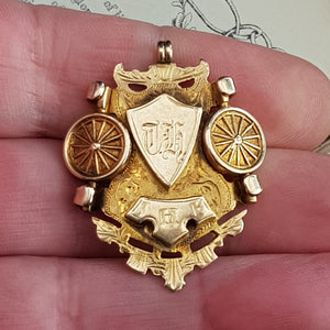 Rare 9k Gold Cycling Club Medal Hounslow Wheelers Antique Edwardian London circa 1905