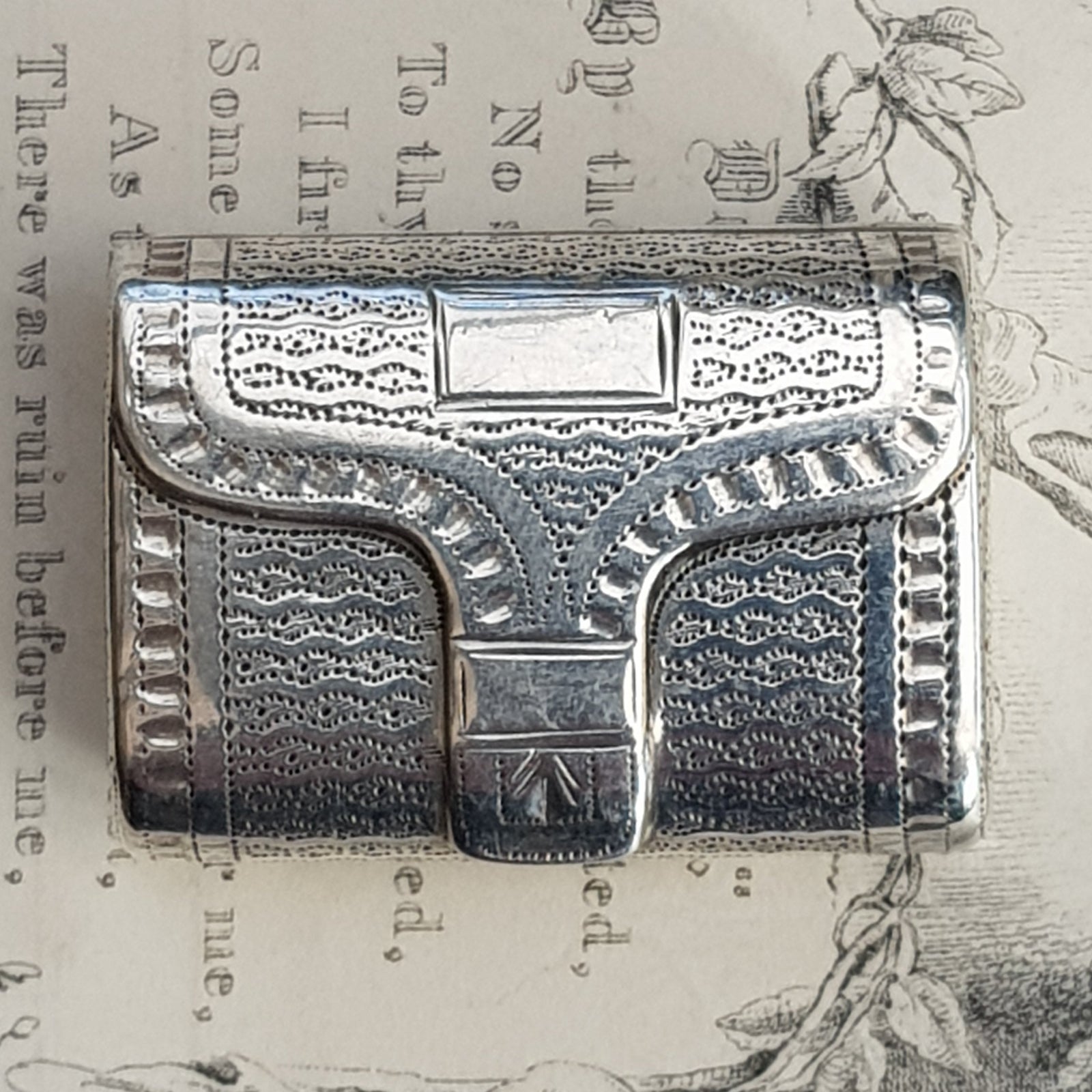 Rare Sterling Silver Novelty Purse Bag Shaped Vinaigrette Antique Georgian Birmingham Circa 1816