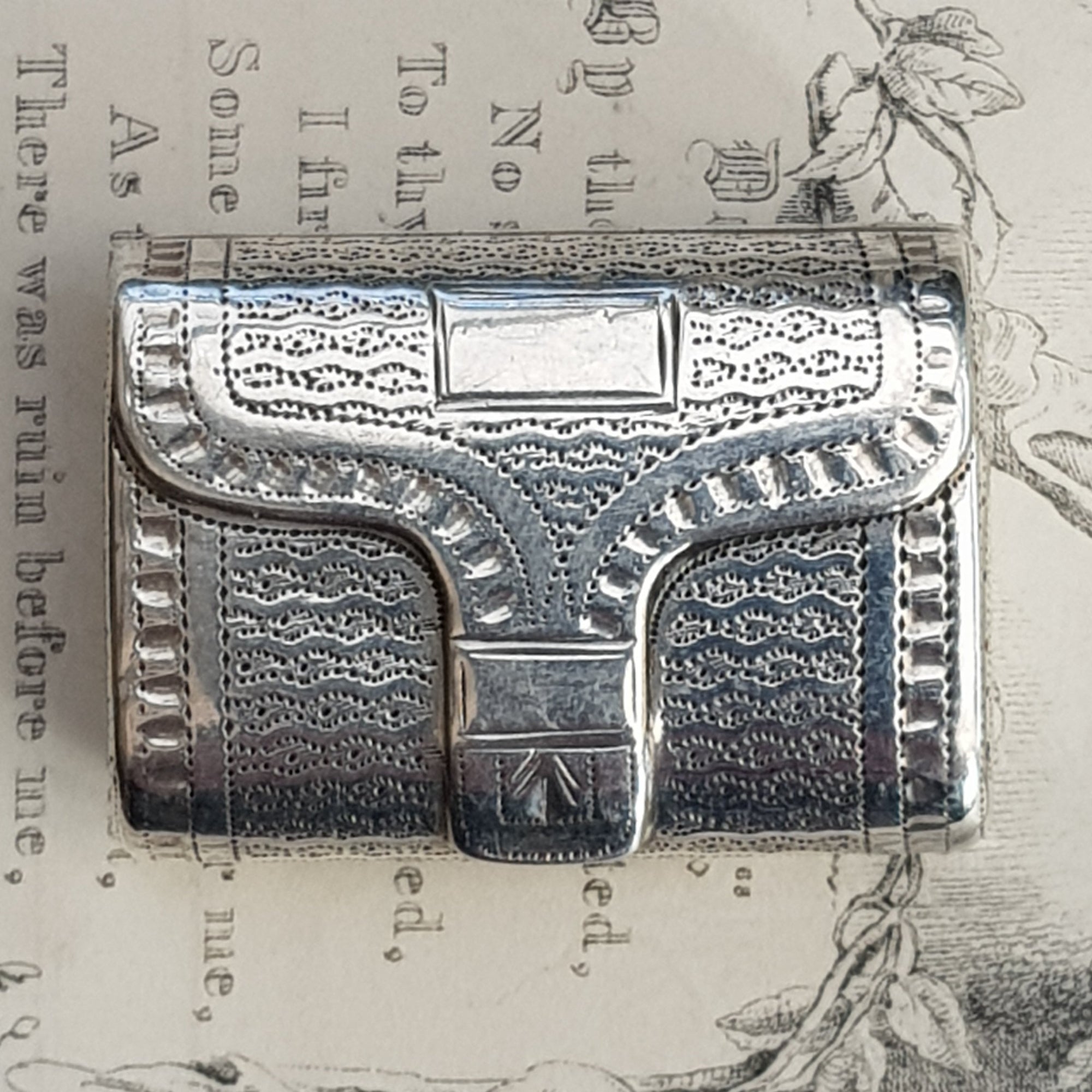 Rare Sterling Silver Novelty Purse Bag Shaped Vinaigrette Antique Georgian Birmingham Circa 1816