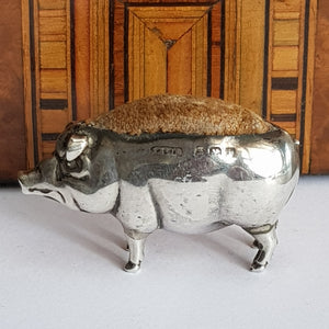Rare Sterling Silver Novelty Pig Shaped Pin Cushion Antique Edwardian Birmingham Circa 1908