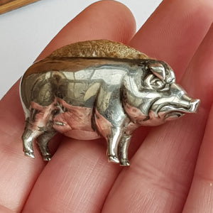 Rare Sterling Silver Novelty Pig Shaped Pin Cushion Antique Edwardian Birmingham Circa 1908