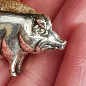 Rare Sterling Silver Novelty Pig Shaped Pin Cushion Antique Edwardian Birmingham Circa 1908