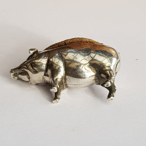 Rare Sterling Silver Novelty Pig Shaped Pin Cushion Antique Edwardian Birmingham Circa 1908