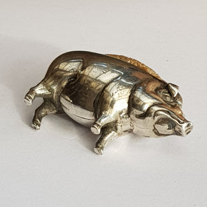 Rare Sterling Silver Novelty Pig Shaped Pin Cushion Antique Edwardian Birmingham Circa 1908