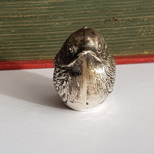 Sterling Silver Novelty Pin Cushion As A Chick Bird In Egg Shell Sampson Mordan Antique circa 1907