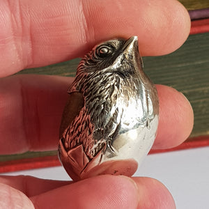 Sterling Silver Novelty Pin Cushion As A Chick Bird In Egg Shell Sampson Mordan Antique circa 1907