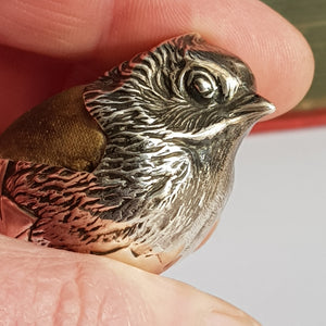 Sterling Silver Novelty Pin Cushion As A Chick Bird In Egg Shell Sampson Mordan Antique circa 1907