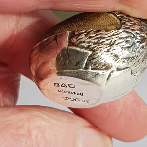 Sterling Silver Novelty Pin Cushion As A Chick Bird In Egg Shell Sampson Mordan Antique circa 1907