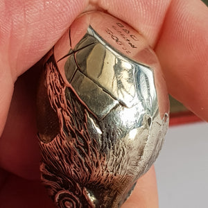 Sterling Silver Novelty Pin Cushion As A Chick Bird In Egg Shell Sampson Mordan Antique circa 1907