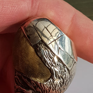 Sterling Silver Novelty Pin Cushion As A Chick Bird In Egg Shell Sampson Mordan Antique circa 1907