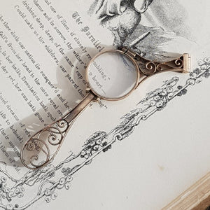 Superb Pair Of 9k Gold Art Nouveau Pattern Folding Lorgnettes Antique London Import circa 1910