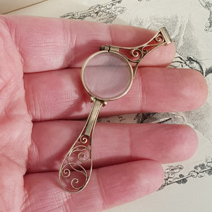 Superb Pair Of 9k Gold Art Nouveau Pattern Folding Lorgnettes Antique London Import circa 1910