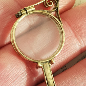 Superb Pair Of 9k Gold Art Nouveau Pattern Folding Lorgnettes Antique London Import circa 1910