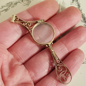 Superb Pair Of 9k Gold Art Nouveau Pattern Folding Lorgnettes Antique London Import circa 1910