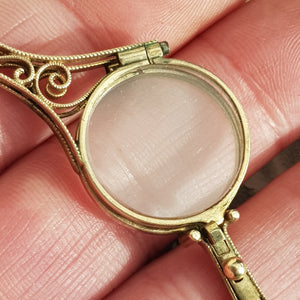 Superb Pair Of 9k Gold Art Nouveau Pattern Folding Lorgnettes Antique London Import circa 1910