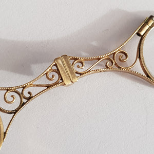 Superb Pair Of 9k Gold Art Nouveau Pattern Folding Lorgnettes Antique London Import circa 1910