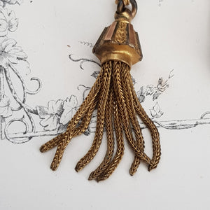 Ornate Rolled Gold Ladies Albertine Chain With Tassel Fob Antique Victorian circa 1880's