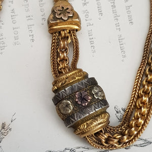 Ornate Rolled Gold Ladies Albertine Chain With Tassel Fob Antique Victorian circa 1880's