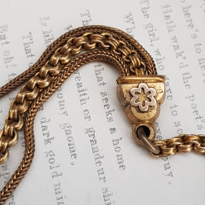 Ornate Rolled Gold Ladies Albertine Chain With Tassel Fob Antique Victorian circa 1880's