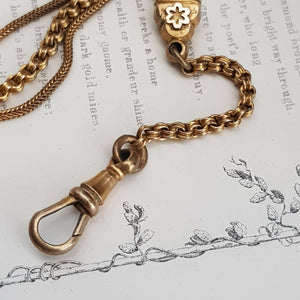 Ornate Rolled Gold Ladies Albertine Chain With Tassel Fob Antique Victorian circa 1880's
