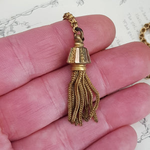 Ornate Rolled Gold Ladies Albertine Chain With Tassel Fob Antique Victorian circa 1880's