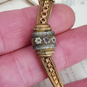 Ornate Rolled Gold Ladies Albertine Chain With Tassel Fob Antique Victorian circa 1880's