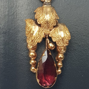 14k Gold Almandine Garnet Bacchanalian Theme Pair Of Earrings Antique Victorian Circa 1880