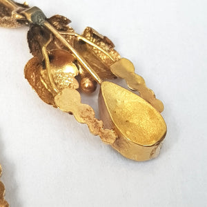 14k Gold Almandine Garnet Bacchanalian Theme Pair Of Earrings Antique Victorian Circa 1880