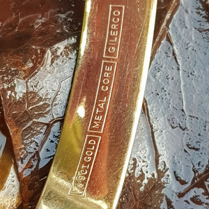 9k Gold Metal Core Ruby Set Floral Engraved Bangle Vintage Retro Circa 1940's