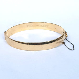 9k Gold Metal Core Ruby Set Floral Engraved Bangle Vintage Retro Circa 1940's