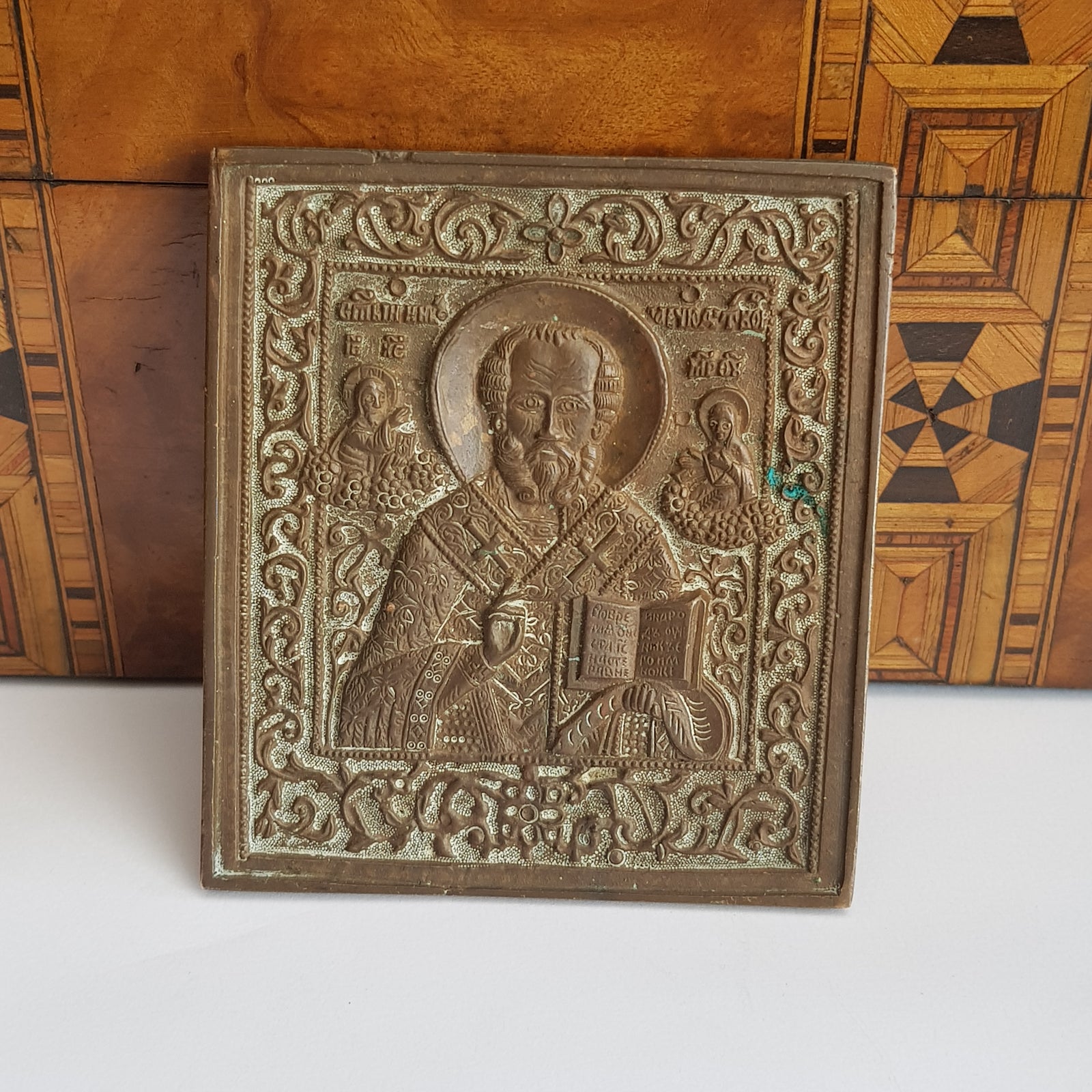 Russian Bronze Orthodox Catholic Saint Icon Antique 19th Century