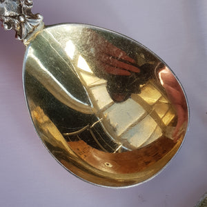 Sterling Silver Pair Cherub Stem And Apostle Finial Spoons Antique Edwardian London Circa 1902