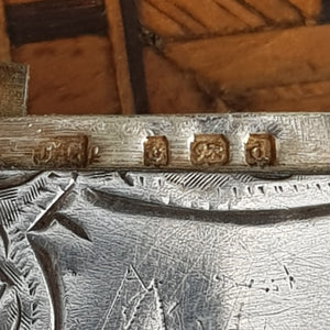 Sterling Silver Ivy leaf Engraved Fob Match Safe Vesta Antique Edwardian Birmingham circa 1903