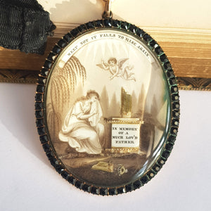 Gold Cased Hand Painted Pictorial Memento Mori Locket Antique Georgian Circa 1770