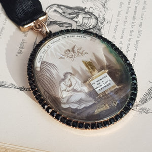 Gold Cased Hand Painted Pictorial Memento Mori Locket Antique Georgian Circa 1770
