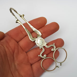 Sterling Silver Pair Of Foliate Chased Sugar Nips Antique Georgian London Circa 1755