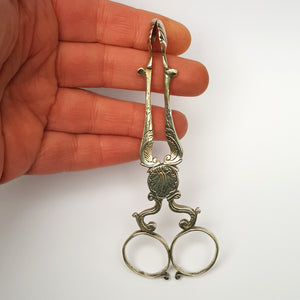 Sterling Silver Pair Of Foliate Chased Sugar Nips Antique Georgian London Circa 1755