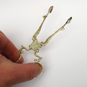 Sterling Silver Pair Of Foliate Chased Sugar Nips Antique Georgian London Circa 1755