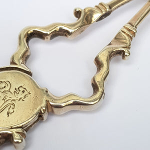 Sterling Silver Pair Of Crested Sugar Nips With Shelled Bowls Antique Georgian Circa 1760's